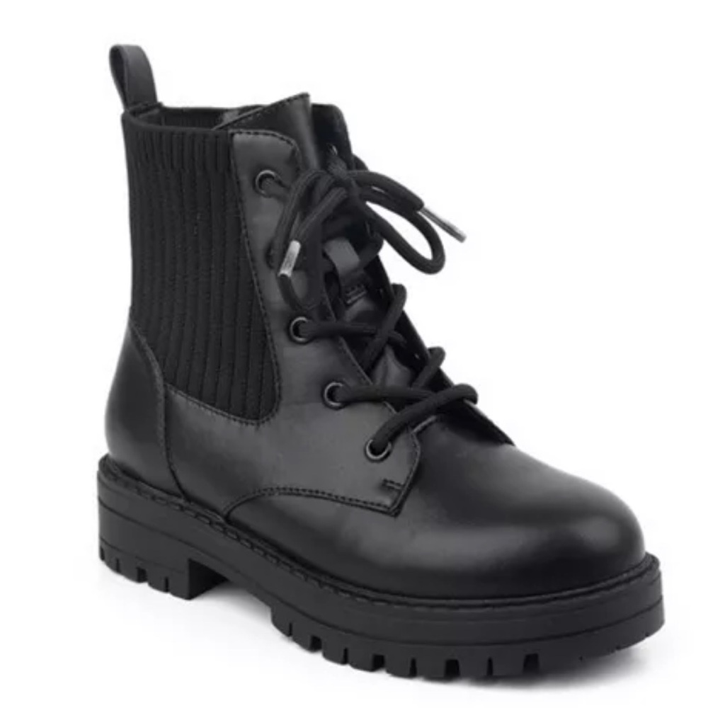 New INC International Concepts Girls Black Kylee Combat Boots‎ Winter Lug Sole